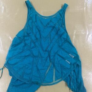 Free People XS Turquoise Blue Tank X Small XSmall Mesh